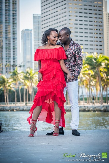 Leslie + Afolabi's Bayside Engagement Session Photos, Miami, Florida